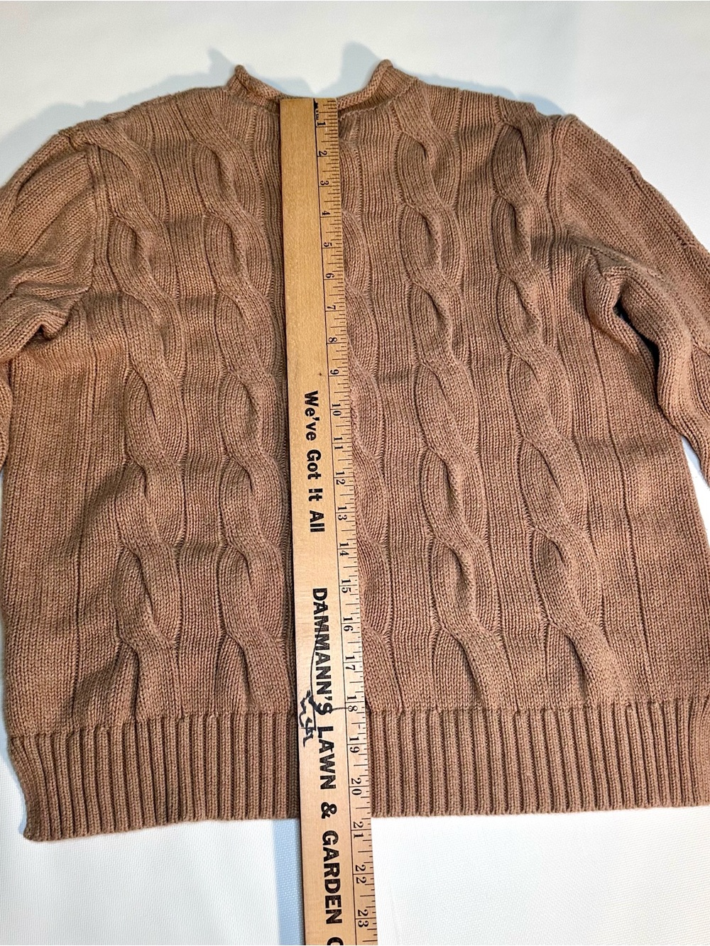 Polo Ralph Lauren Cable Knit Rolled Neck Cotton Tan Sweater Womens Size S - Picture 7 of 9